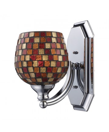 ELK Lighting 570-1C-MLT 1 Light Vanity in Polished Chrome and Multi Mosaic Glass