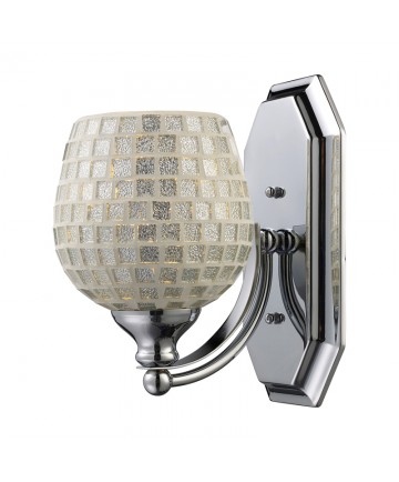 ELK Lighting 570-1C-SLV 1 Light Vanity in Polished Chrome and Silver Mosaic Glass