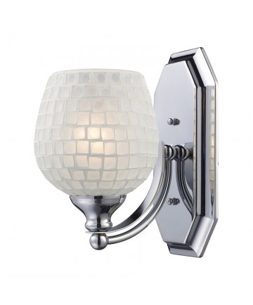 ELK Lighting 570-1C-WHT 1 Light Vanity in Polished Chrome and White Mosaic Glass