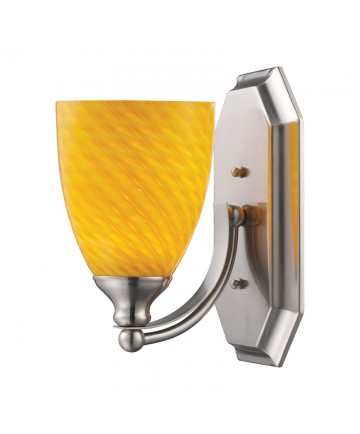 ELK Lighting 570-1N-CN 1 Light Vanity in Satin Nickel and Canary Glass