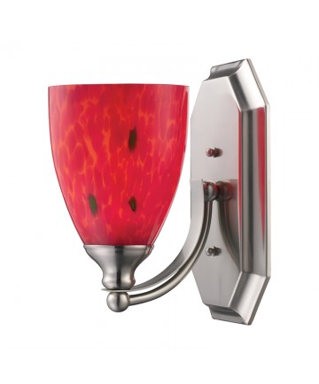 ELK Lighting 570-1N-FR 1 Light Vanity in Satin Nickel and Fire Red Glass