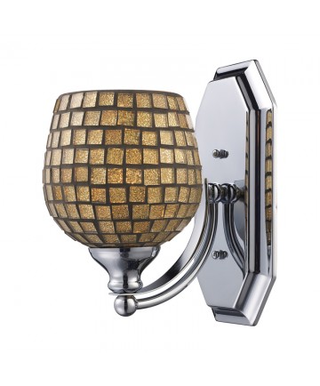 ELK Lighting 570-1N-GLD 1 Light Vanity in Satin Nickel and Gold Mosaic Glass