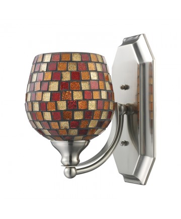 ELK Lighting 570-1N-MLT 1 Light Vanity in Satin Nickel and Multi Mosaic Glass