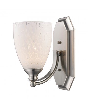 ELK Lighting 570-1N-SW 1 Light Vanity in Satin Nickel and Snow White Glass