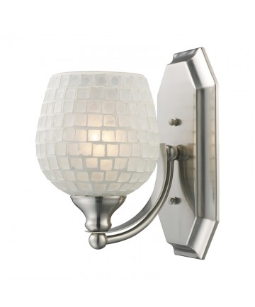 ELK Lighting 570-1N-WHT 1 Light Vanity in Satin Nickel and White Mosaic Glass