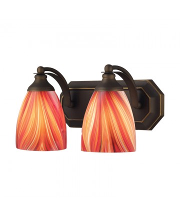 ELK Lighting 570-2B-M 2 Light Vanity in Aged Bronze and Multi Glass