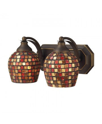 ELK Lighting 570-2B-MLT 2 Light Vanity in Aged Bronze and Multi Mosaic Glass