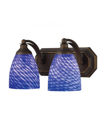 ELK Lighting 570-2B-S 2 Light Vanity in Aged Bronze and Sapphire Glass