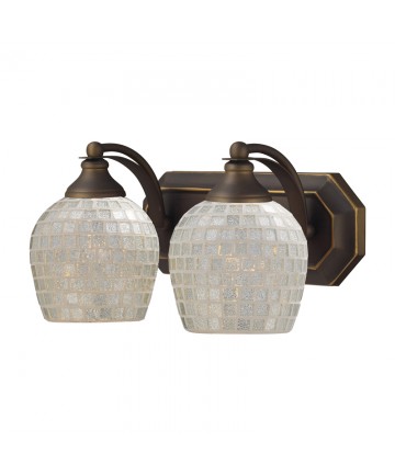 ELK Lighting 570-2B-SLV 2 Light Vanity in Aged Bronze and Silver Mosaic Glass