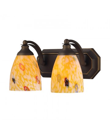 ELK Lighting 570-2B-YW 2 Light Vanity in Aged Bronze and Yellow Blaze Glass