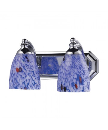 ELK Lighting 570-2C-BL 2 Light Vanity in Polished Chrome and Starburst Blue Glass