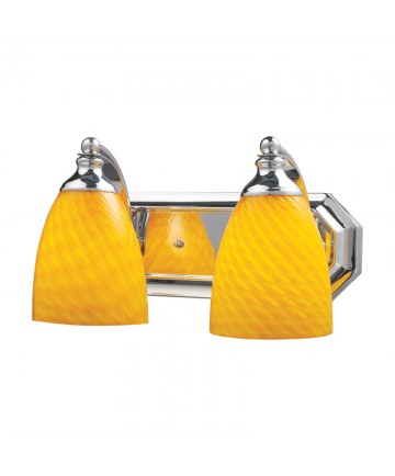 ELK Lighting 570-2C-CN 2 Light Vanity in Polished Chrome and Canary Glass