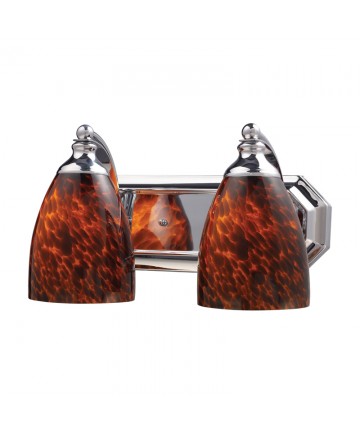 ELK Lighting 570-2C-ES 2 Light Vanity in Polished Chrome and Espresso Glass