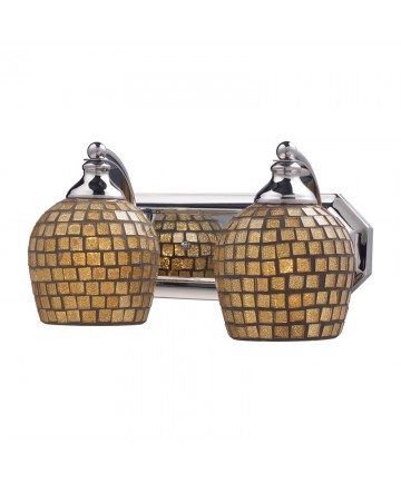 ELK Lighting 570-2C-GLD 2 Light Vanity in Polished Chrome and Gold Mosaic Glass