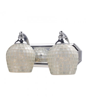 ELK Lighting 570-2C-SLV 2 Light Vanity in Polished Chrome and Silver Mosaic Glass