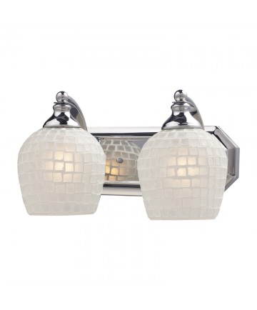 ELK Lighting 570-2C-WHT 2 Light Vanity in Polished Chrome and White Mosaic Glass