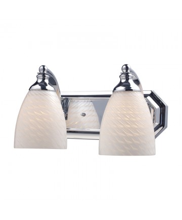 ELK Lighting 570-2C-WS 2 Light Vanity in Polished Chrome and White Swirl Glass