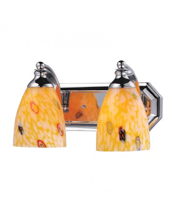 ELK Lighting 570-2C-YW 2 Light Vanity in Polished Chrome and Yellow Blaze Glass