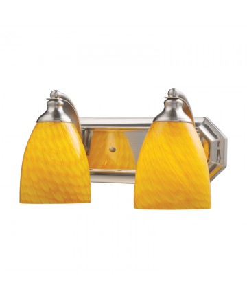 ELK Lighting 570-2N-CN 2 Light Vanity in Satin Nickel and Canary Glass