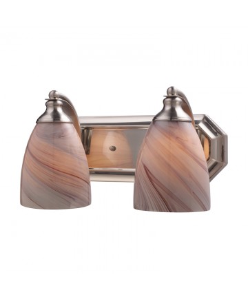 ELK Lighting 570-2N-CR 2 Light Vanity in Satin Nickel and Creme Glass