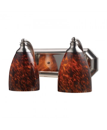 ELK Lighting 570-2N-ES 2 Light Vanity in Satin Nickel and Espresso Glass