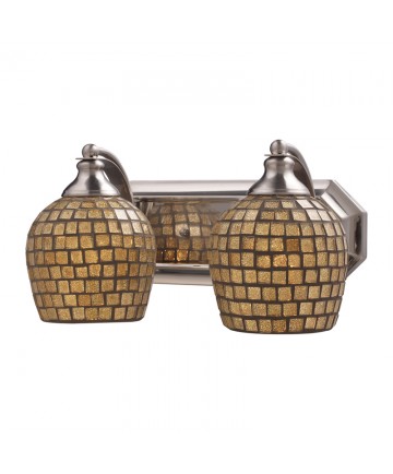 ELK Lighting 570-2N-GLD 2 Light Vanity in Satin Nickel and Gold Mosaic Glass