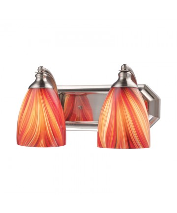 ELK Lighting 570-2N-M 2 Light Vanity in Satin Nickel and Multi Glass