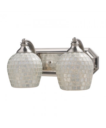 ELK Lighting 570-2N-SLV 2 Light Vanity in Satin Nickel and Silver Mosaic Glass