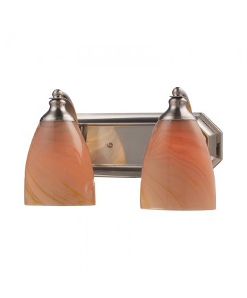 ELK Lighting 570-2N-SY 2 Light Vanity in Satin Nickel and Sandy Glass