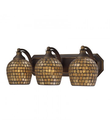 ELK Lighting 570-3B-GLD Mix-n-Match Vanity 3-Light Wall Lamp in Aged Bronze with Gold Leaf Glass