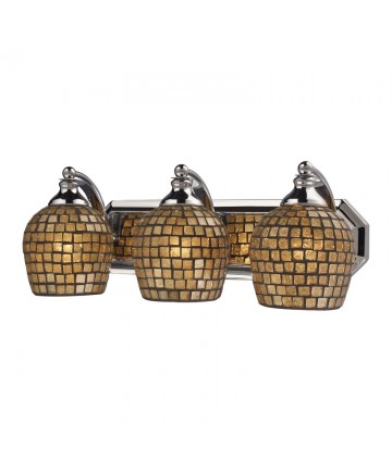 ELK Lighting 570-3C-GLD 3 Light Vanity in Polished Chrome and Gold Mosaic Glass