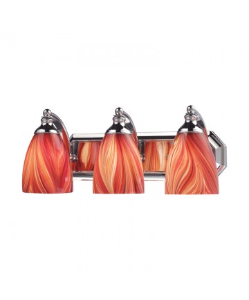 ELK Lighting 570-3C-M 3 Light Vanity in Polished Chrome and Multi Glass