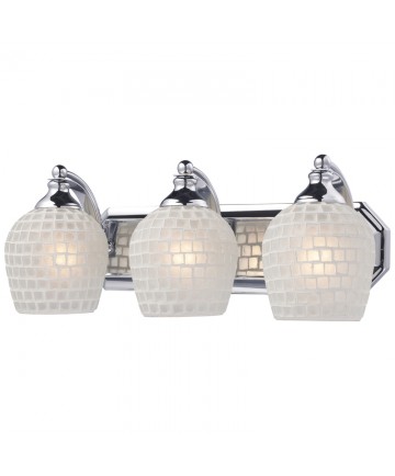 ELK Lighting 570-3C-WHT 3 Light Vanity in Polished Chrome and White Mosaic Glass