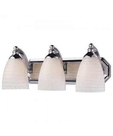 ELK Lighting 570-3C-WS 3 Light Vanity in Polished Chrome and White Swirl Glass