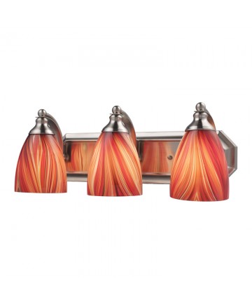 ELK Lighting 570-3N-M 3 Light Vanity in Satin Nickel and Multi Glass