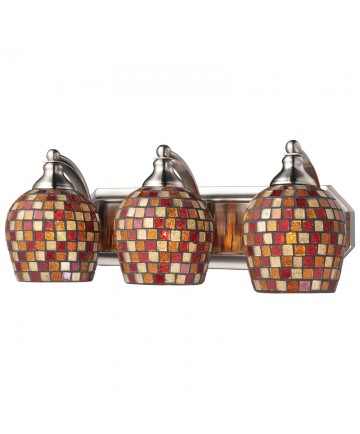 ELK Lighting 570-3N-MLT 3 Light Vanity in Satin Nickel and Multi Mosaic Glass