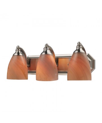 ELK Lighting 570-3N-SY 3 Light Vanity in Satin Nickel and Sandy Glass