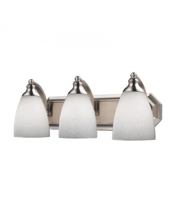 ELK Lighting 570-3N-WH 3 Light Vanity in Satin Nickel and Simply White Glass