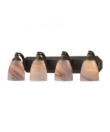 ELK Lighting 570-4B-CR 4 Light Vanity in Aged Bronze and Creme Glass