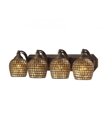 ELK Lighting 570-4B-GLD 4 Light Vanity in Aged Bronze and Gold Mosaic Glass