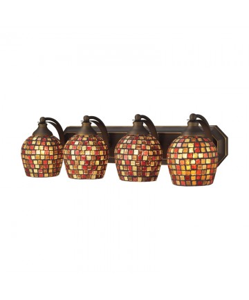 ELK Lighting 570-4B-MLT 4 Light Vanity in Aged Bronze and Multi Mosaic Glass