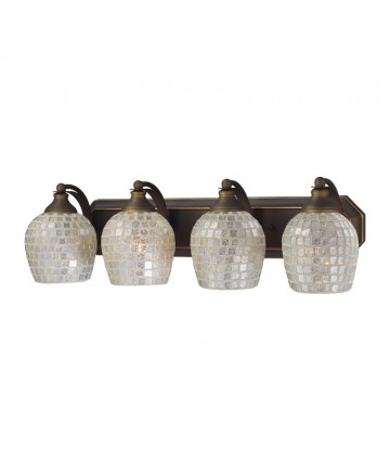 ELK Lighting 570-4B-SLV 4 Light Vanity in Aged Bronze and Silver Mosaic Glass