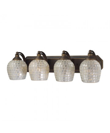 ELK Lighting 570-4B-SLV 4 Light Vanity in Aged Bronze and Silver Mosaic Glass