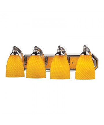 ELK Lighting 570-4C-CN 4 Light Vanity in Polished Chrome and Canary Glass