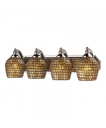 ELK Lighting 570-4C-GLD 4 Light Vanity in Polished Chrome and Gold Mosaic Glass