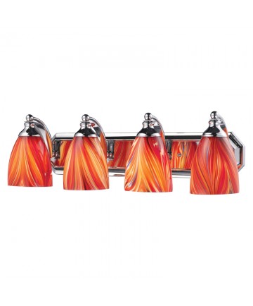 ELK Lighting 570-4C-M 4 Light Vanity in Polished Chrome and Multi Glass