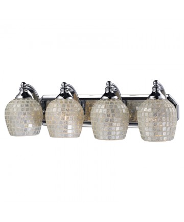 ELK Lighting 570-4C-SLV 4 Light Vanity in Polished Chrome and Silver Mosaic Glass