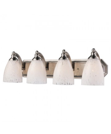 ELK Lighting 570-4N-SW 4 Light Vanity in Satin Nickel and Snow White Glass