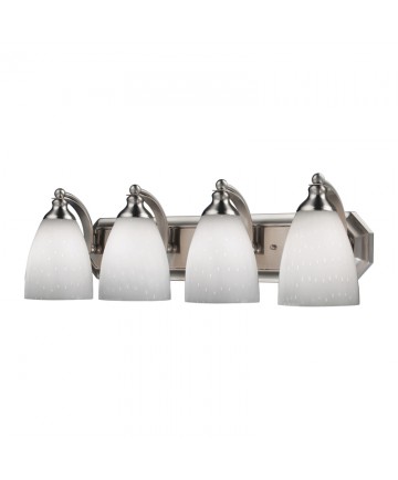 ELK Lighting 570-4N-WH 4 Light Vanity in Satin Nickel and Simply White Glass