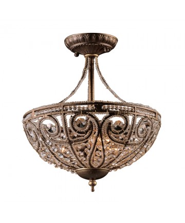 ELK Lighting 5964/3 Elizabethan 3 Light Semi Flush in Dark Bronze